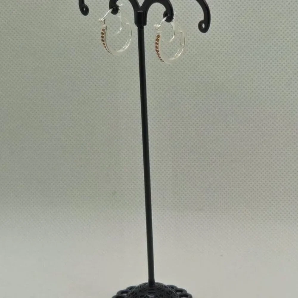 Red Garnet Hinged Hoop‎ Earrings NWOT